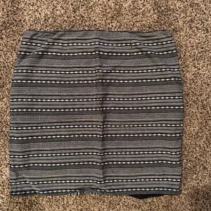 Garnet Hill Size 14 Black White Geometric Stripe Skirt Faux Wrap Asymmetrical